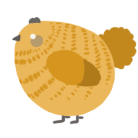 A honey and ochre chicken with a bar pattern