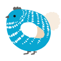 A cerulean and cream chicken with a bar pattern