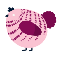 A rose and wine chicken with a bar pattern
