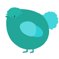 A turquoise and aqua chicken