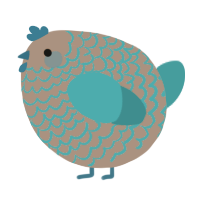 A brown and cerulean chicken with a lace pattern