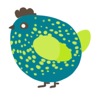 A sea and lime chicken with a speckle pattern
