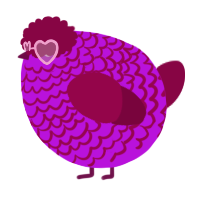 A amethyst and maroon chicken with a lace pattern