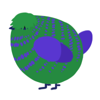 A viridian and indigo chicken with a bar pattern