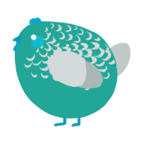 A turquoise and silver chicken with a half-lace pattern