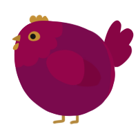 A wine and maroon chicken with a head pattern