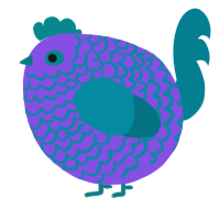 A blurple and sea chicken with a lace pattern
