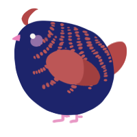 A navy and red chicken with a half-bar pattern