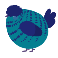 A sea and navy chicken with a bar pattern