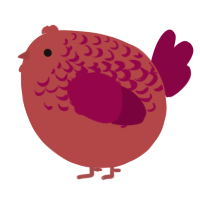 A red and maroon chicken with a half-lace pattern