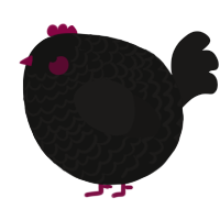 A black and sable chicken with a lace pattern
