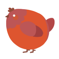 A vermilion and red chicken with a head pattern