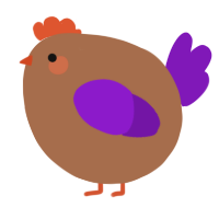 A brown and violet chicken