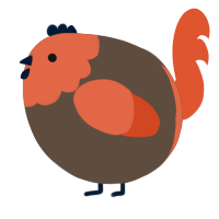 A bark and vermilion chicken with a head pattern