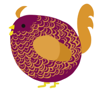 A wine and orange chicken with a double-lace pattern