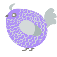A lilac and silver chicken with a lace pattern