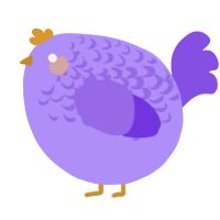 A lilac and blurple chicken with a half-lace pattern