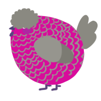 A fuchsia and ash chicken with a lace pattern