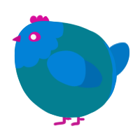 A sea and sapphire chicken with a head pattern