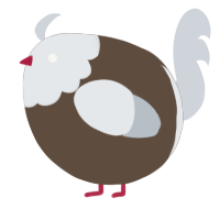 A bark and mist chicken with a head pattern