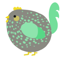 A ash and spring chicken with a speckle pattern
