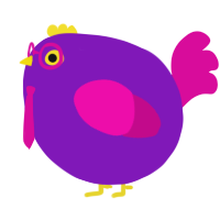 A violet and fuchsia chicken
