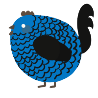 A sapphire and black chicken with a lace pattern