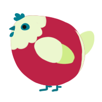 A crimson and apple chicken with a head pattern