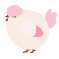 A cream and rose chicken with a speckle pattern