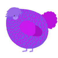 A blurple and amethyst chicken with a lace pattern
