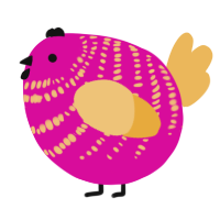 A fuchsia and honey chicken with a bar pattern