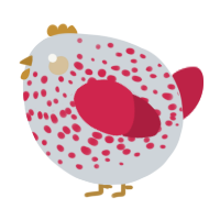 A mist and crimson chicken with a speckle pattern