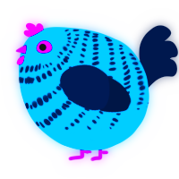 A sky and tumblr chicken with a bar pattern