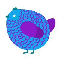 A sky and violet chicken with a lace pattern