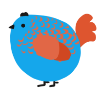 A sky and vermilion chicken with a half-lace pattern