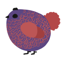 A overcast and red chicken with a double-lace pattern
