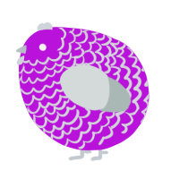 A amethyst and silver chicken with a lace pattern