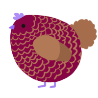 A maroon and brown chicken with a lace pattern