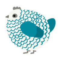 A white and sea chicken with a lace pattern