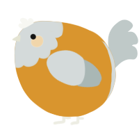 A orange and silver chicken with a head pattern