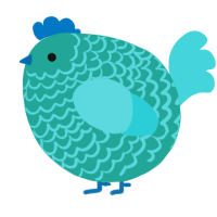 A turquoise and aqua chicken with a lace pattern