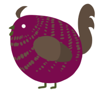 A wine and bark chicken with a bar pattern