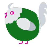 A leaf and mist chicken with a head pattern