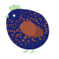 A navy and russet chicken with a speckle pattern