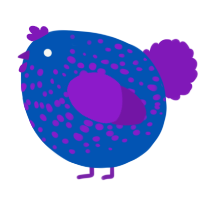 A ultramarine and violet chicken with a speckle pattern