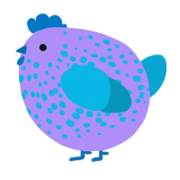 A lilac and cerulean chicken with a speckle pattern