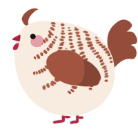 A cream and russet chicken with a half-bar pattern