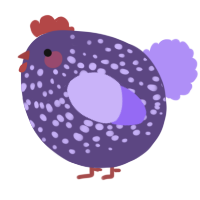 A overcast and lilac chicken with a speckle pattern