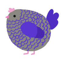 A ash and indigo chicken with a lace pattern