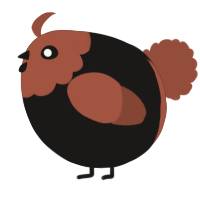 A sable and russet chicken with a head pattern